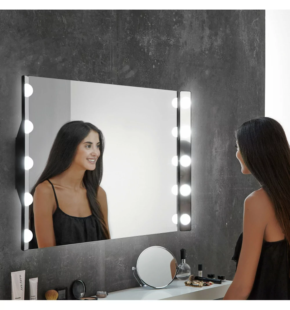 Espejo rectangular para maquillaje con luz LED blanca (5700K), Medidas:  60cm x 80cm