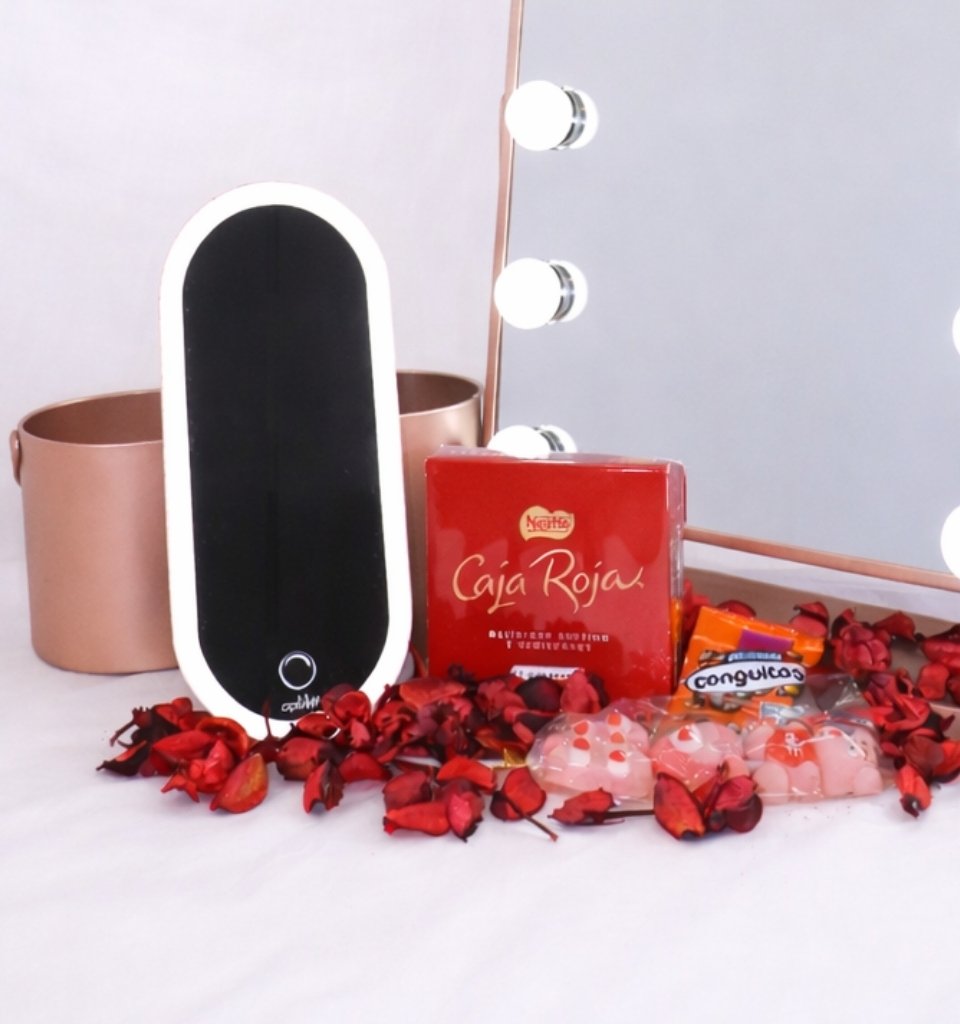 organizador maquillaje espejo led