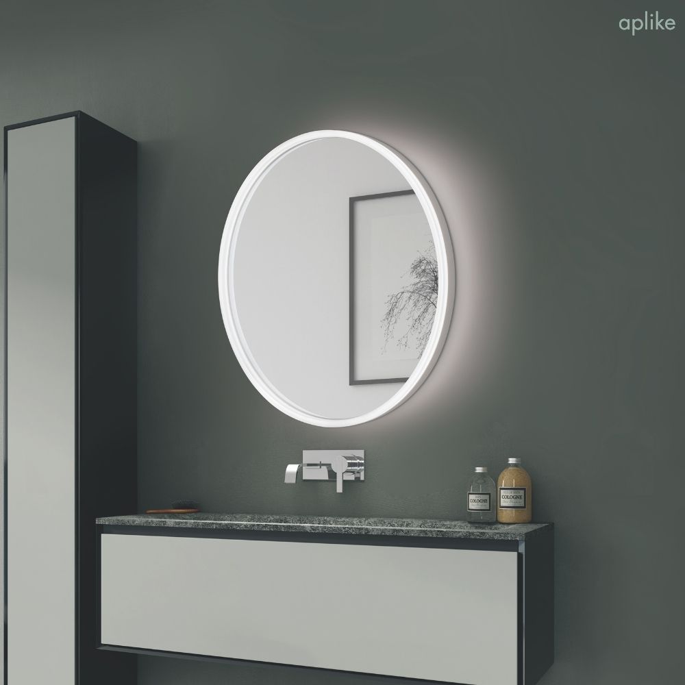 espejo redondo efecto eclipse luz frontal