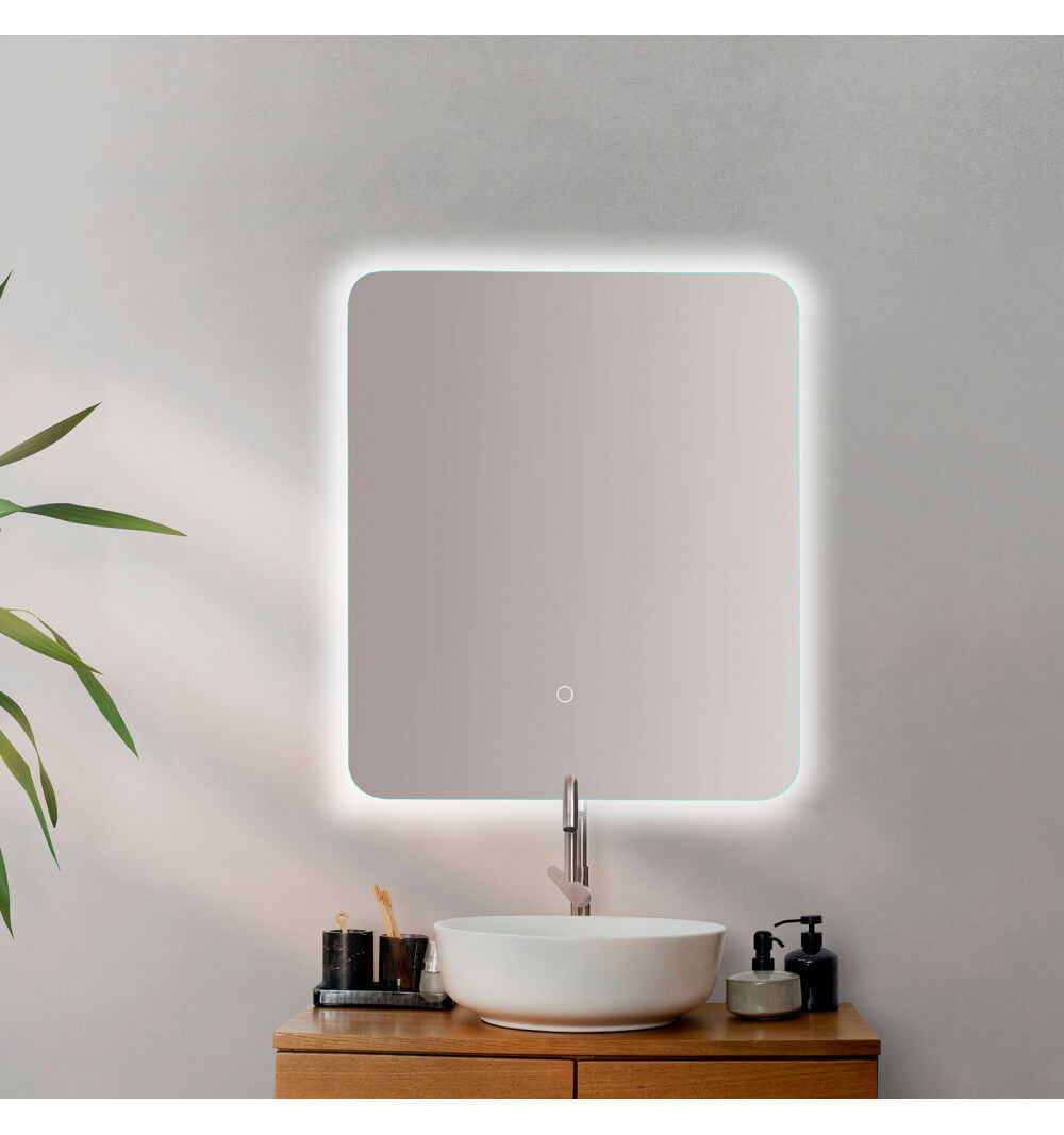 espejo retroiluminado rectangular de luz fría